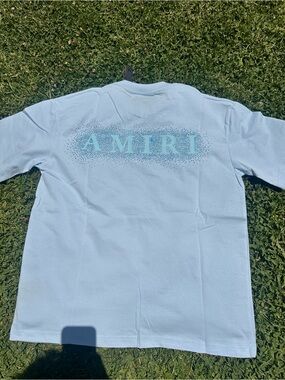 AMIRI Pale Blue Logo Back Tee